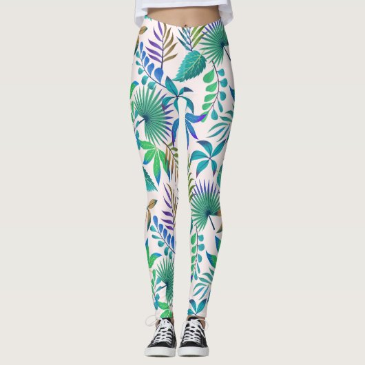 Tropisch bladpatroon leggings (Voorkant)