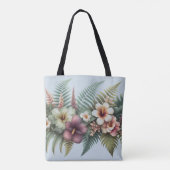 Tropisch bladpatroon met gebogen raam tote bag (Achterkant)