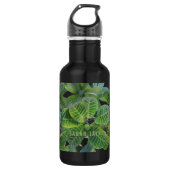 Tropisch Bladpatroon Oerwouden Foliage Waterfles Waterfles (Voorkant)
