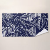tropisch bladpatroon op de blauwe achtergrond van badhanddoek (Badhanddoek)