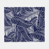 tropisch bladpatroon op de blauwe achtergrond van  fleece deken (Voorkant (Horizontaal))