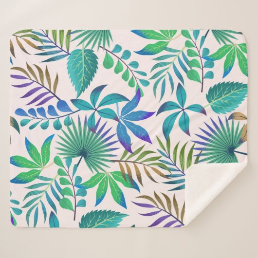 Tropisch bladpatroon sherpa deken (Voorkant (horizontaal))