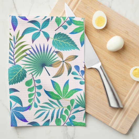 Tropisch bladpatroon theedoek (Quarter Fold)