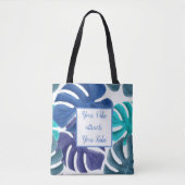 Tropisch blauw blad Motivatie Tote Bag (Voorkant)
