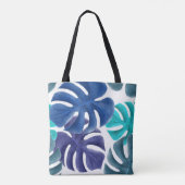Tropisch blauw blad Motivatie Tote Bag (Achterkant)