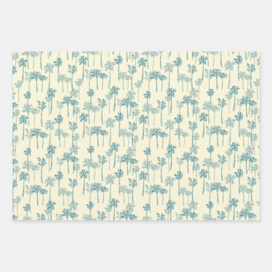 Tropisch blauw blauw en roompalm in Hawaiian Inpakpapier Vel (Voorkant 2)