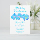 Tropisch blauw Blauwgroen waterverf orchidee schil Kaart (Staand voorkant)