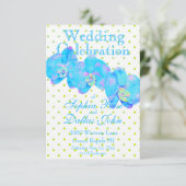 Tropisch blauw Blauwgroen waterverf orchidee schil Kaart (Staand voorkant)