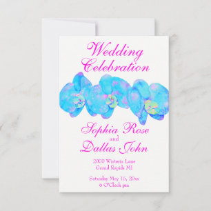 Tropisch blauw Blauwgroen waterverf orchidee schil Kaart