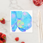 Tropisch blauw Blauwgroen waterverf orchidee schil Servet (Insitu)