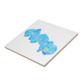 Tropisch blauw Blauwgroen waterverf orchidee schil Tegeltje (Zijkant)