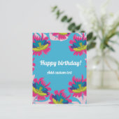 Tropisch blauw bloemkleurig voor verjaardagsgebrui briefkaart (Staand voorkant)