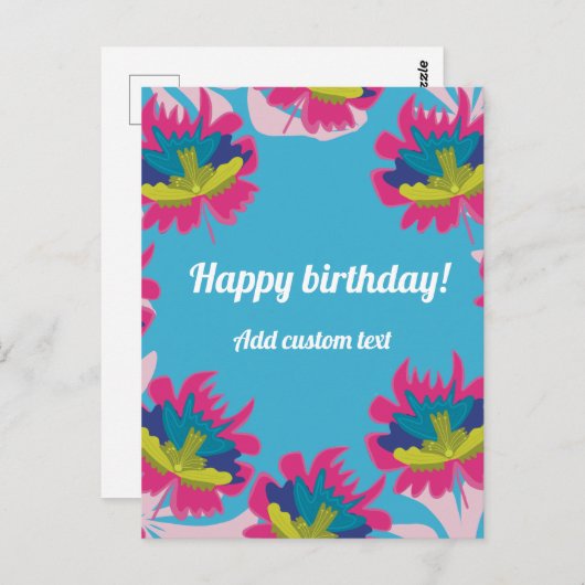 Tropisch blauw bloemkleurig voor verjaardagsgebrui briefkaart (Voorkant / Achterkant)