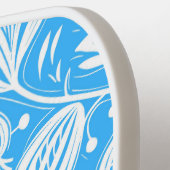 Tropisch Blauw Bloempatroon Diamant Monogram Pickleball Paddle (Links Detail)