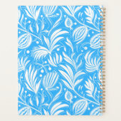 Tropisch Blauw Bloempatroon Diamant Monogram Planner (Achterkant)