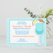 Tropisch blauw Drink 5x7 Vrijgezellenfeest nodigt  Save The Date (Staand voorkant)
