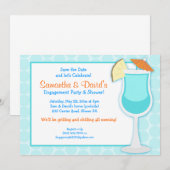 Tropisch blauw Drink 5x7 Vrijgezellenfeest nodigt  Save The Date (Voorkant / Achterkant)