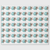 Tropisch blauw en bruine kerststaarvis cadeaupapier (Vlak)