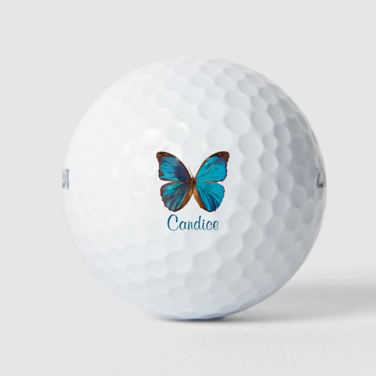 Tropisch blauw en gekleurde vlinder van Turquoise Golfballen (Voorkant)