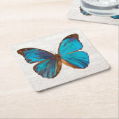 Tropisch blauw en gekleurde vlinder van Turquoise Kartonnen Onderzetters (Schuin)