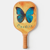 Tropisch blauw en gekleurde vlinder van Turquoise Pickleball Paddle (Voorkant)