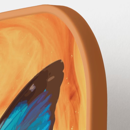 Tropisch blauw en gekleurde vlinder van Turquoise Pickleball Paddle (Links Detail)