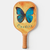 Tropisch blauw en gekleurde vlinder van Turquoise Pickleball Paddle (Achterkant)