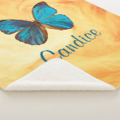 Tropisch blauw en gekleurde vlinder van Turquoise Sherpa Deken (3/4)