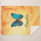 Tropisch blauw en gekleurde vlinder van Turquoise Sherpa Deken (Voorkant (horizontaal))