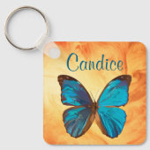 Tropisch blauw en gekleurde vlinder van Turquoise Sleutelhanger (Voorkant)