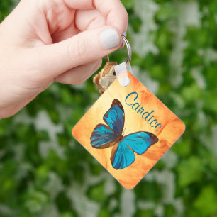 Tropisch blauw en gekleurde vlinder van Turquoise Sleutelhanger