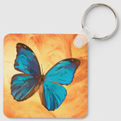 Tropisch blauw en gekleurde vlinder van Turquoise Sleutelhanger (Achterkant)