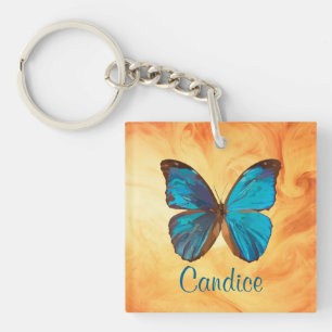 Tropisch blauw en gekleurde vlinder van Turquoise Sleutelhanger