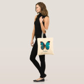 Tropisch blauw en gekleurde vlinder van Turquoise Tote Bag (Voorkant (model))