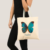 Tropisch blauw en gekleurde vlinder van Turquoise Tote Bag (Voorkant (product))