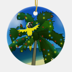 Tropisch blauw en Gold Macaw kerstversiering Keramisch Ornament