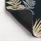 Tropisch Blauw en Gouden Bladeren Ontwerp Muismat (Hoek)