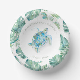 Tropisch blauw en groen Zee schildpad Baby shower Papieren Kommen