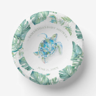 Tropisch blauw en groen Zee schildpad Baby shower Papieren Kommen