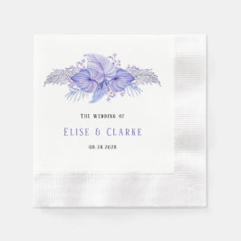 Tropisch blauw en Paars palmleder bruiloft Servet