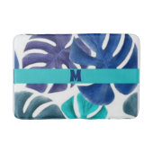 Tropisch blauw en Paarse palmen Badmat (Voorkant)