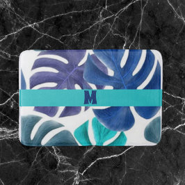 Tropisch blauw en Paarse palmen Badmat