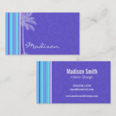 tropisch blauw en Paarse strepen; Gestreepte Visitekaartje (Voorkant / Achterkant)