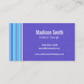 tropisch blauw en Paarse strepen; Gestreepte Visitekaartje (Achterkant)