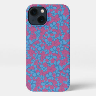 Tropisch blauw en roze bloem telefoon geval iPhone 13 hoesje