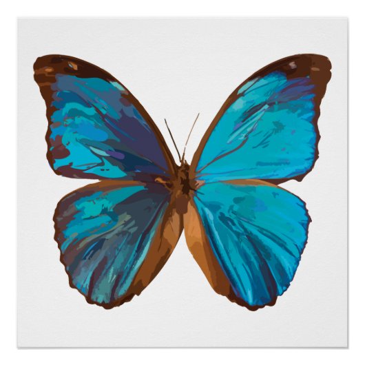 Tropisch blauw en Turquoise Gem Butterfly Perfect Poster (Voorkant)