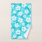 Tropisch blauw en wit Hibiscus bloempatroon Bad Handdoek (Handdoek)