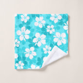 Tropisch blauw en wit Hibiscus bloempatroon Bad Handdoek (Wasdoekje)