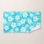 Tropisch blauw en wit Hibiscus bloempatroon Bad Handdoek (Handdoek)