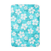Tropisch blauw en wit Hibiscus bloempatroon Badmat (Voorkant Verticaal)
